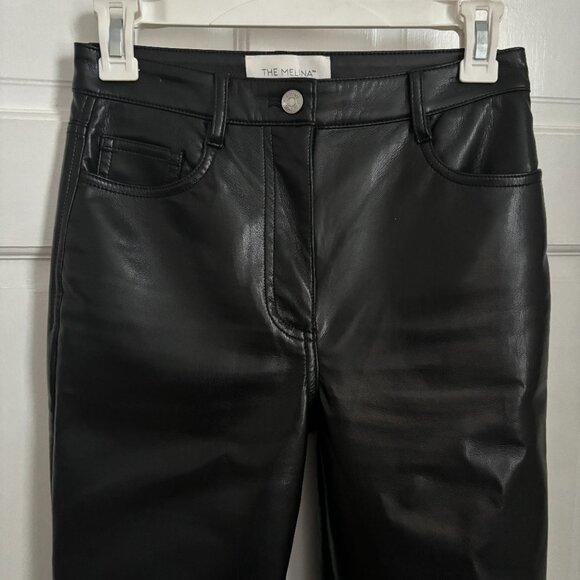 Aritzia Wilfred The Melina Pants Black 0 Faux Leather High Rise Waist 29 Inseam - Picture 4 of 6